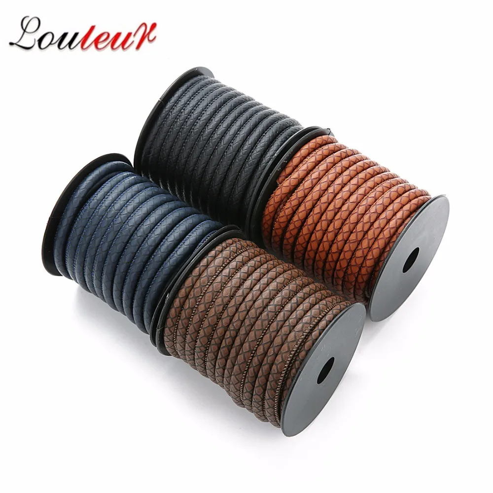 10m 6mm  Jewelry DIY Findings Leather Pu Thread Round Cord Leopard Rope 