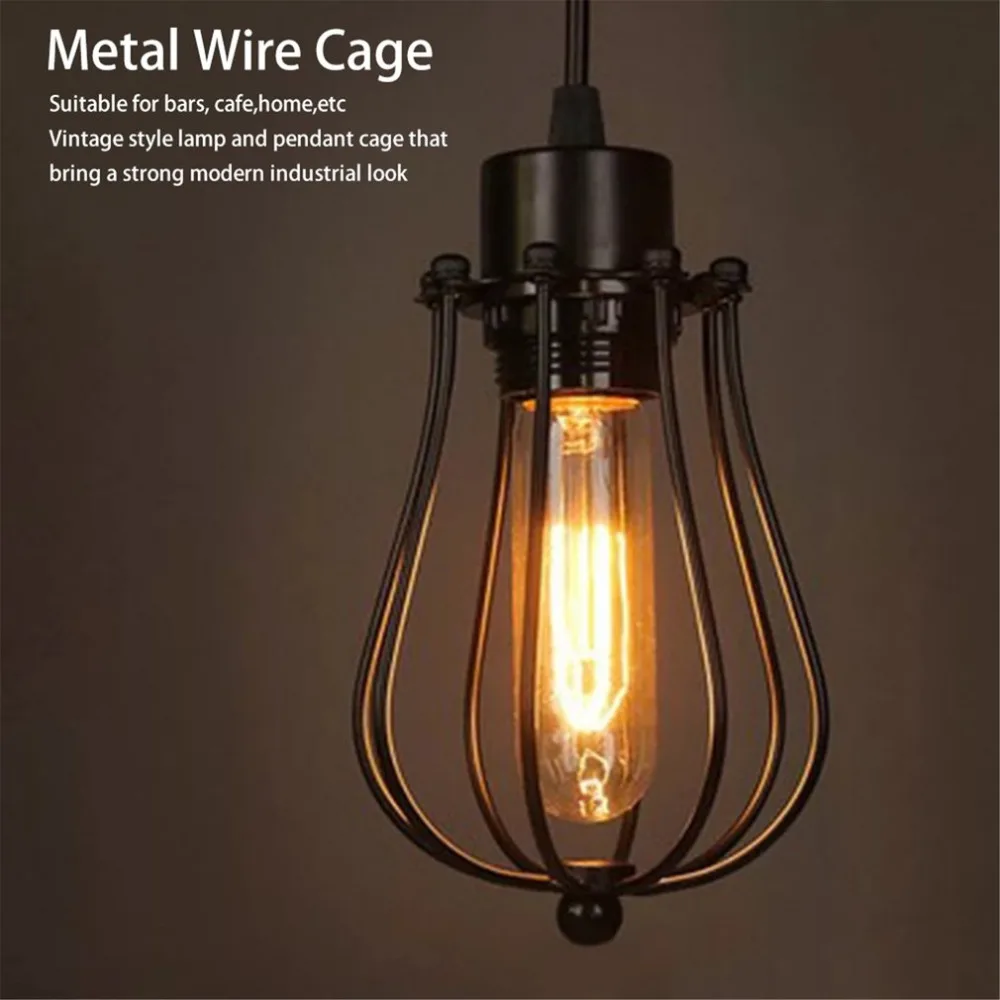 Vintage Lamp Covers Metal Wire Shades Antique Pendant LED Bulb Chandelier Cage Industrial Ceiling Hanging Guard Cafe Bars | Освещение