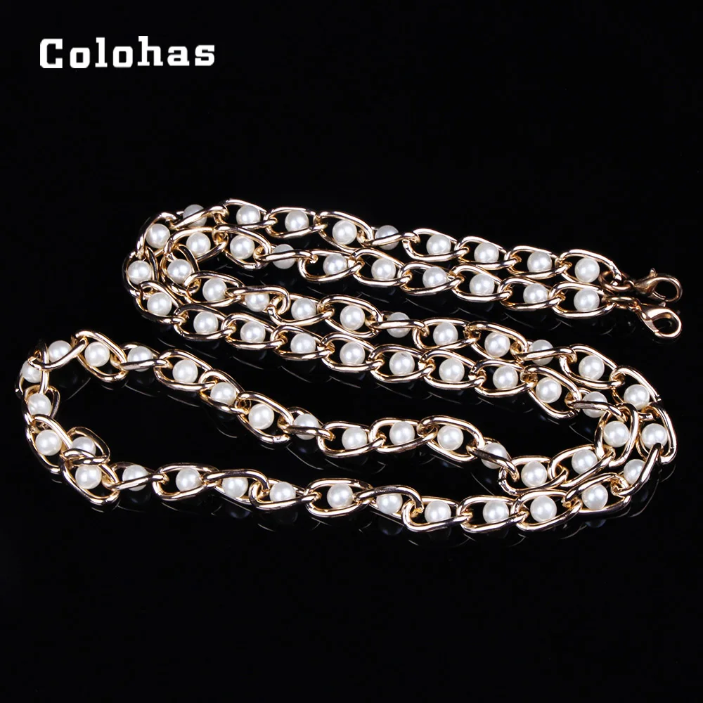 

Fashion Lady Mobile Phone Pearl Belt Chain Lanyards Metal Decorative Neck Straps Bags Phone Hang Rope Taking Armbands Line