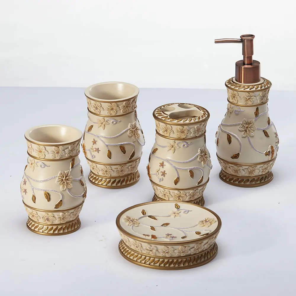 Creative Simple Resin Bathroom Five-piece Bathroom Suite European Bathroom Set Mouth Cup Set Washer lo83139