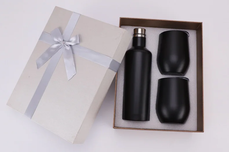Red wine bottle double stainless steel insulation ice cup insulation tumbler and bottle gift box gift set customized