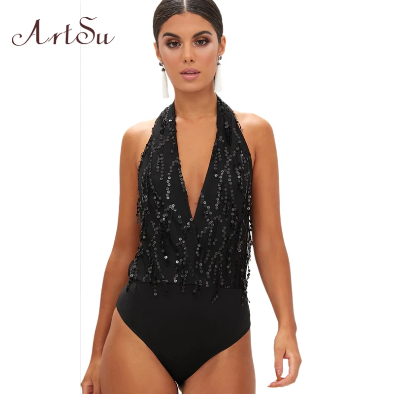 sequin halter romper