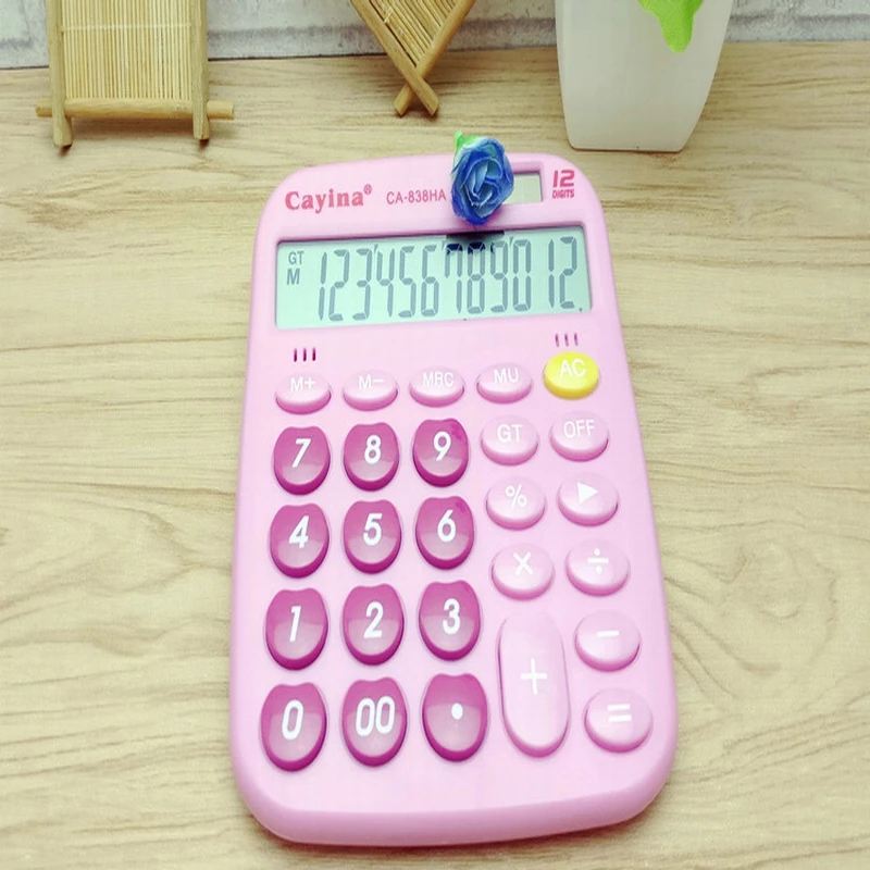 Cute Hello Kitty Doraemon Desktop Solar Dual Power Pink Calculator 12