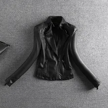 Акция Chaquetas De Cuero Mujer 2xl Новая Кожаная Мотоциклетная тонкая куртка из искусственной кожи женские пиджаки с манжетами на молнии