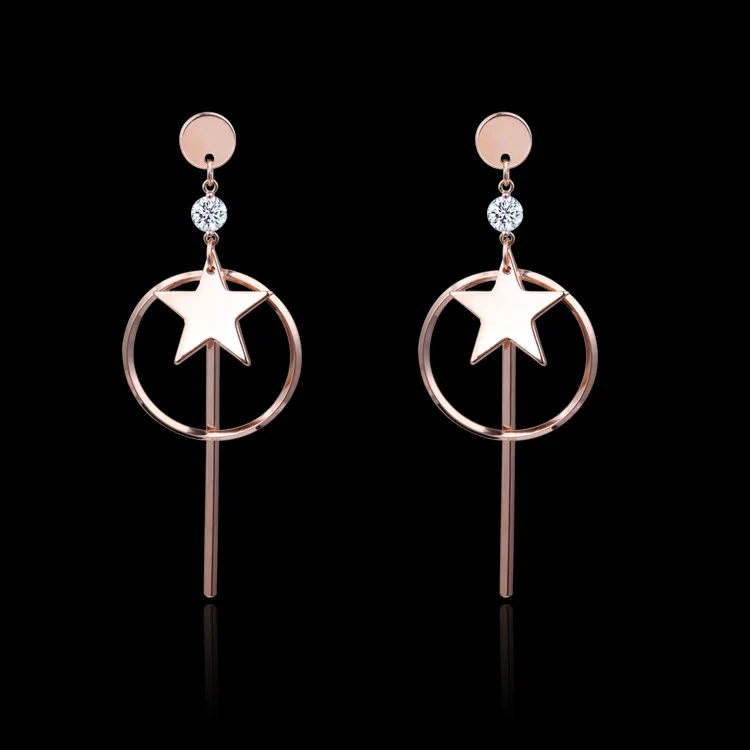 Серьги личности с длинной бахромой S925 серебряные иглы серьги женский анти-Темперамент звезда золотые, розовые серьги