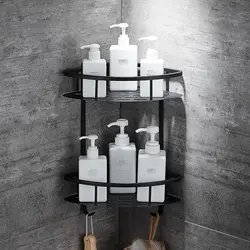 Настенные черные полки для ванной комнаты алюминиевая корзина для хранения Настенный кронштейн с полками для ванных принадлежностей Фен
