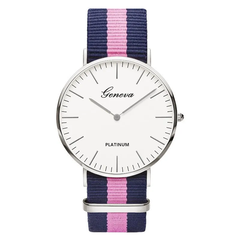 Classic Fashion Stripe Nylon Band Women Watch Top Luxury Brand Men Quartz Wrist Watch Lady Watch Montre Femme Horloge Saat Clock - Цвет: TMC517-4