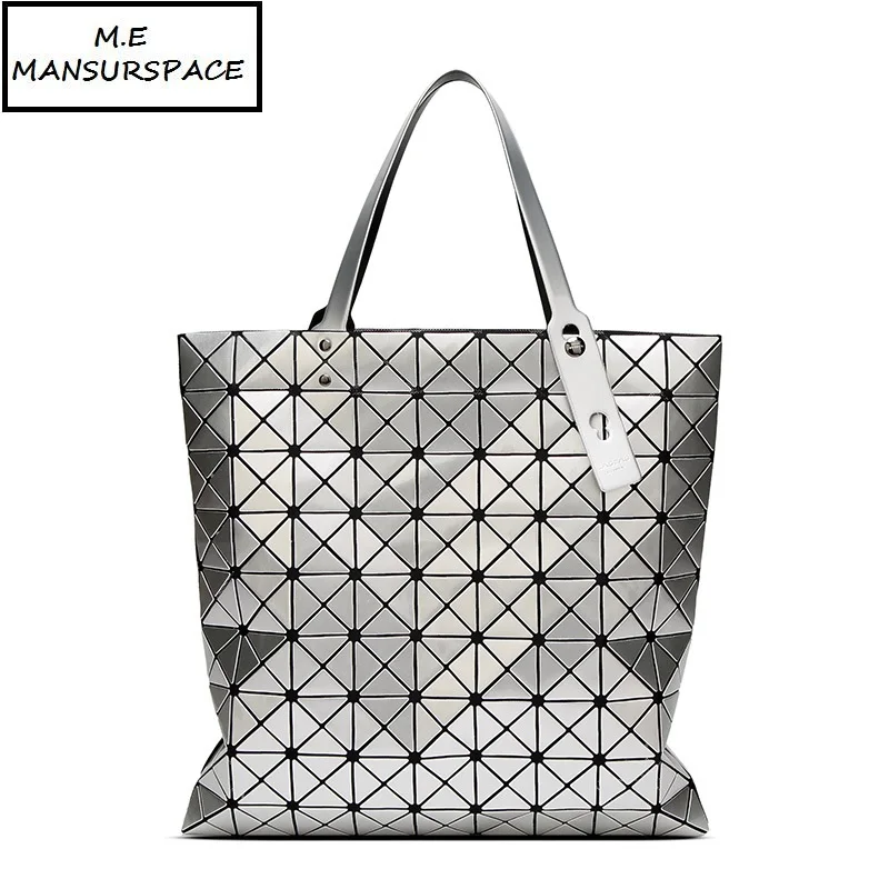 

MANSURSPACE Handbag Female Folded Geometric Plaid Bag Fashion Casual Tote 9*9 PVC Women bao Bag Mochila Shoulder Bag