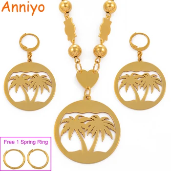 

Anniyo Coconut Tree Jewelry set Ball Beads Necklaces Earrings Women Gold Color Guam Hawaii Marshall island Kundu Gifts #078721