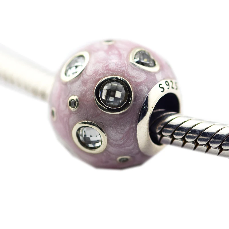 

2018 Spring Pearlescent Pink Dreams Charm beads 925 sterling silver fit bead bracelets charms DIY for jewelry Making