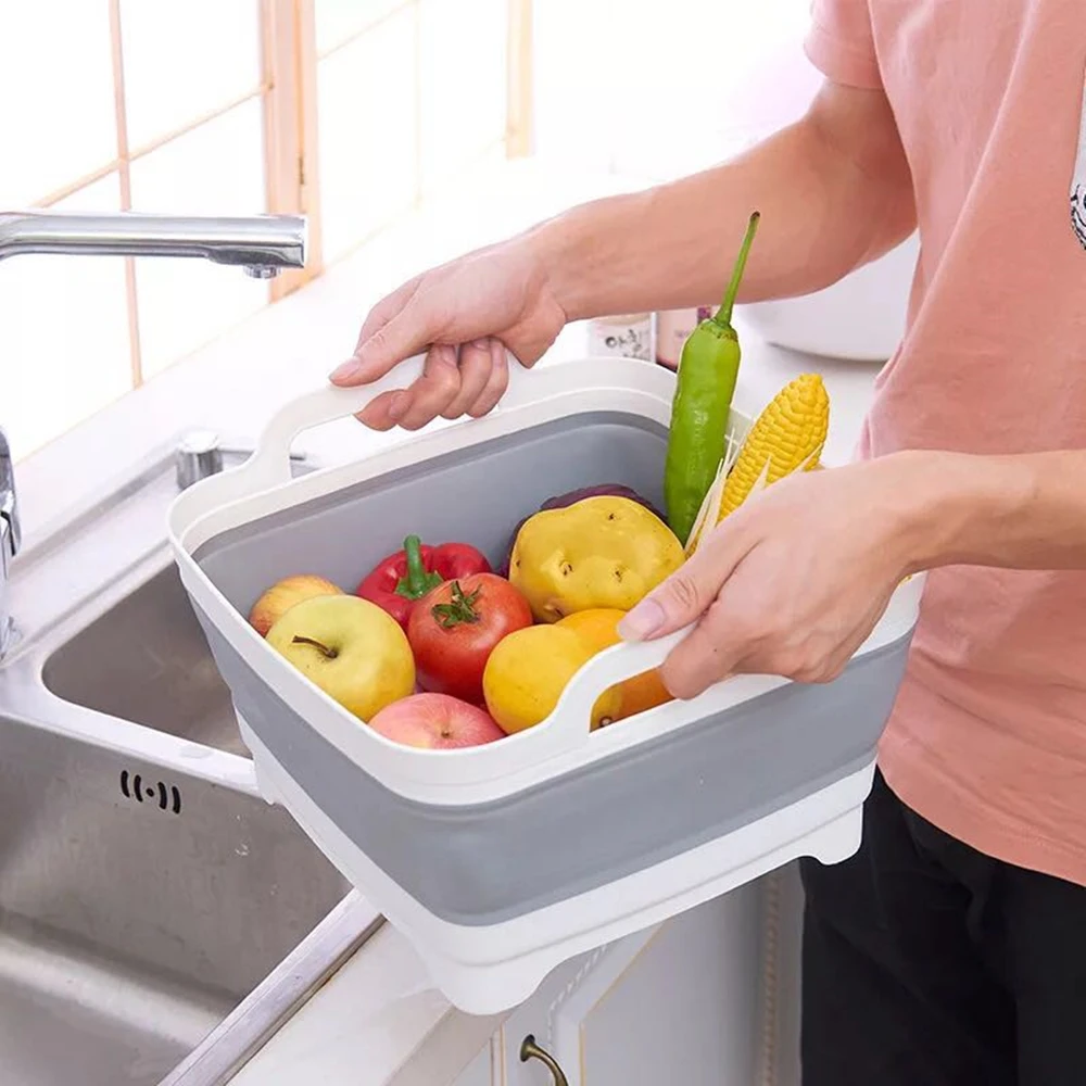 

Home Kitchen Storage Basket wash Vegetable Fruit basket Foldable Creative Portable Bath Cleaning Tools Outdoor Accessories