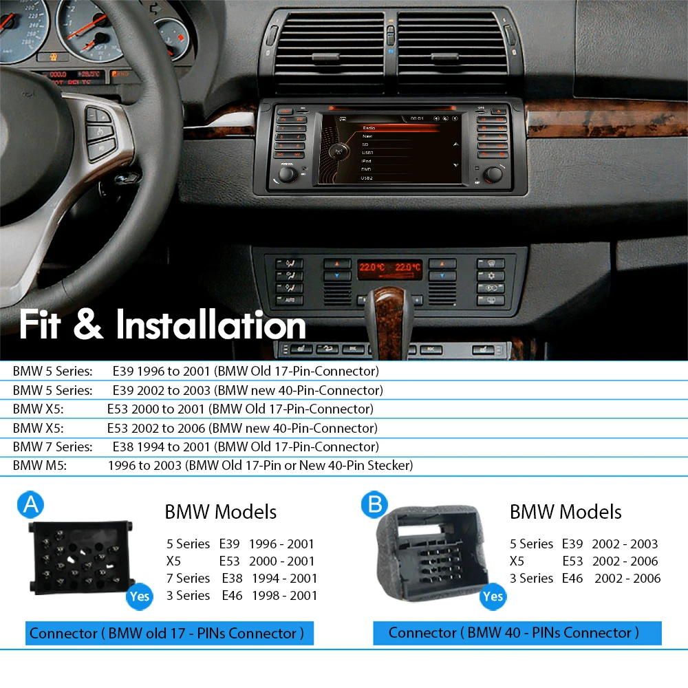  A-Sure 7 Inch 2 Din 16G Auto Radio Car Multimedia GPS Navigation DVD Player For BMW E39 X5 E53 M5 3