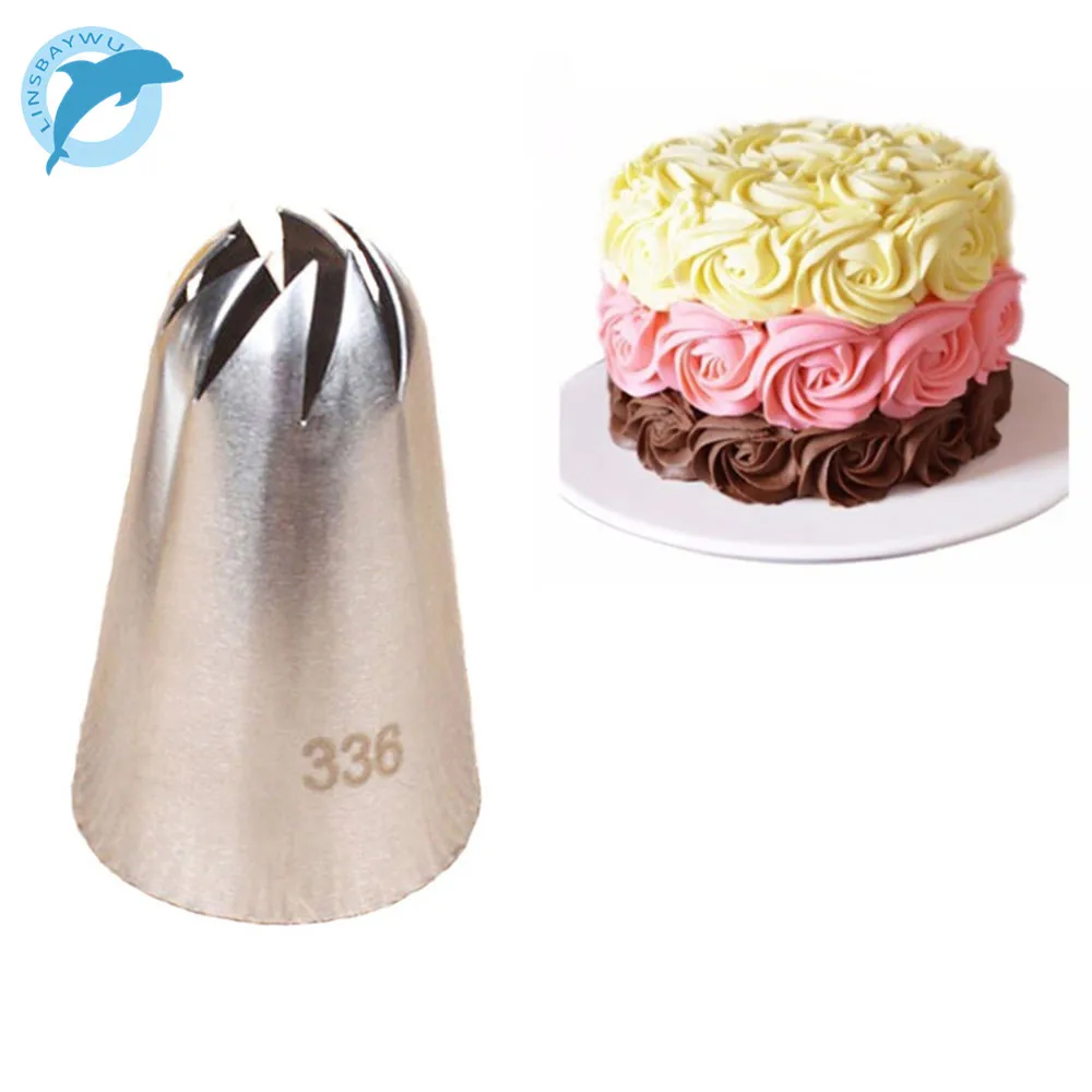 

LINSBAYWU #336 Large Size Icing Piping Nozzle Cake Cream Decoration Head Bakery Pastry Tips Stainless Steel Cake Decorating Tool