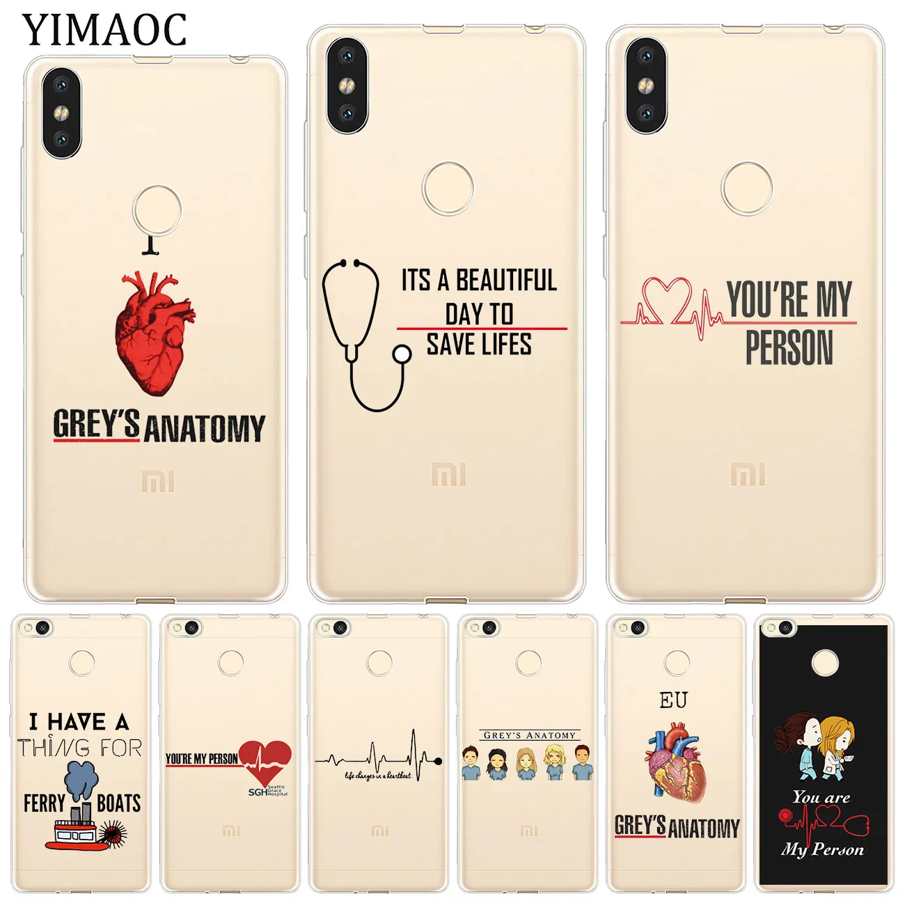 

YIMAOC Grey's Grey is Anatomy Soft Case for Xiaomi Mi 9 9T CC9 CC9E A3 Pro 8 SE A2 Lite A1 MiX 2S MAX 3 pocophone f1 MI9 Case