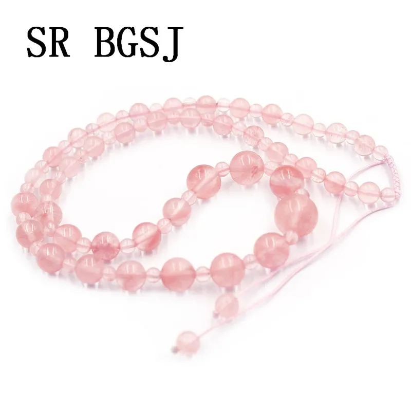 Free Shipping 4-12mm Cherry Quartz Graduated Natural Gems Genuine Stone Beads Adjustable Women Necklace 18&quot | Украшения и