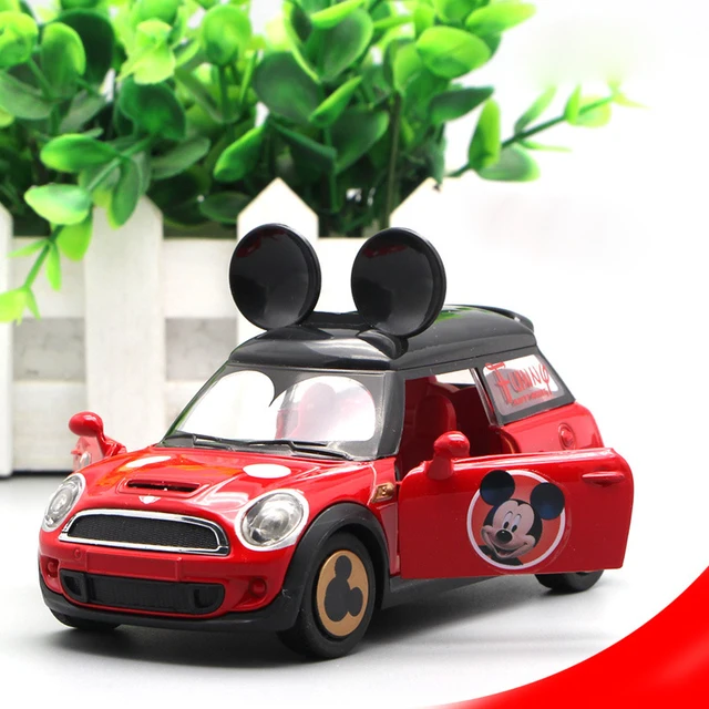 For B.M.W Alloy MINI Mouse Car Toy Model Cartoon Sound and Light Pull