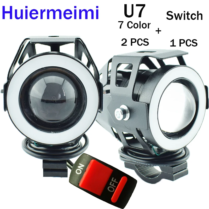

2Pcs Motorcycle U7 LED 12v 125w headlight 7Colors 6000k Motorbike Auxiliary driving Lamp moto fog Lamp Motorbike Work Lights