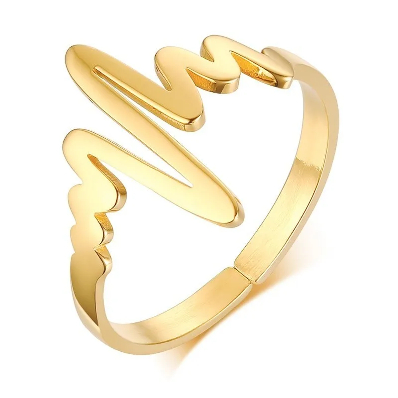 Ожерелье в форме сердца, подвеска в форме сердца с золотым оттенком из нержавеющей стали, детский ЭКГ, электрокардиограмма, осмысленные подарки для мамы - Окраска металла: ring