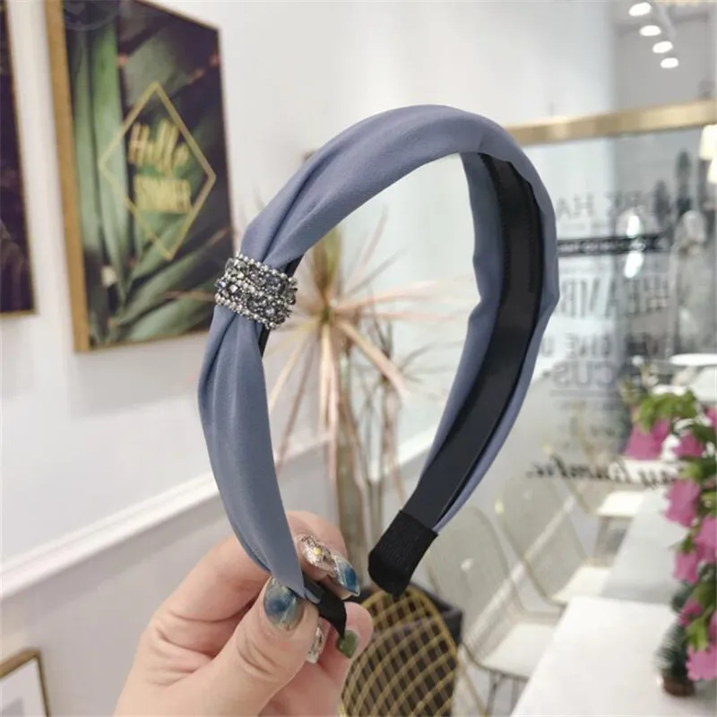 Light blue Корейский Бутик ободок для волос Элегантный Алмаз Тонкий ободок Девушки Женщины обруч для волос аксессуары для волос резинки для волос - Цвет: Light blue