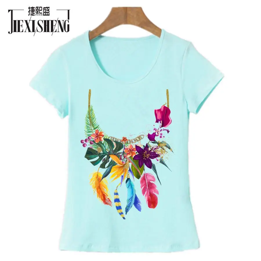 Fashion design Wreath Print Women t shirt Top Quality Short sleeve O Neck t-shirt Casual Loose Women's clothing