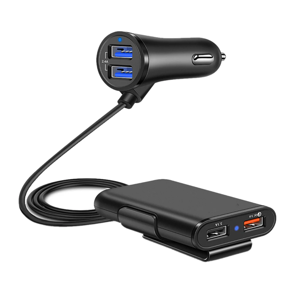 1.7 m تمديد وصلة كابل 3.0 سريع سيارة الهاتف شاحن 4 USB ميناء اللوحي كاميرا شحن محول