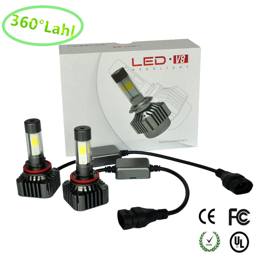 

V8S COB Car LED Headlight 80W 12000LM H11 High Power 6000K Strong Bright Car Headlight Fog Light Conversion Kit