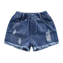 Новинка; модные летние джинсовые шорты для девочек; Одежда для маленьких девочек; Рваные джинсовые шорты; джинсы; детская одежда высокого качества