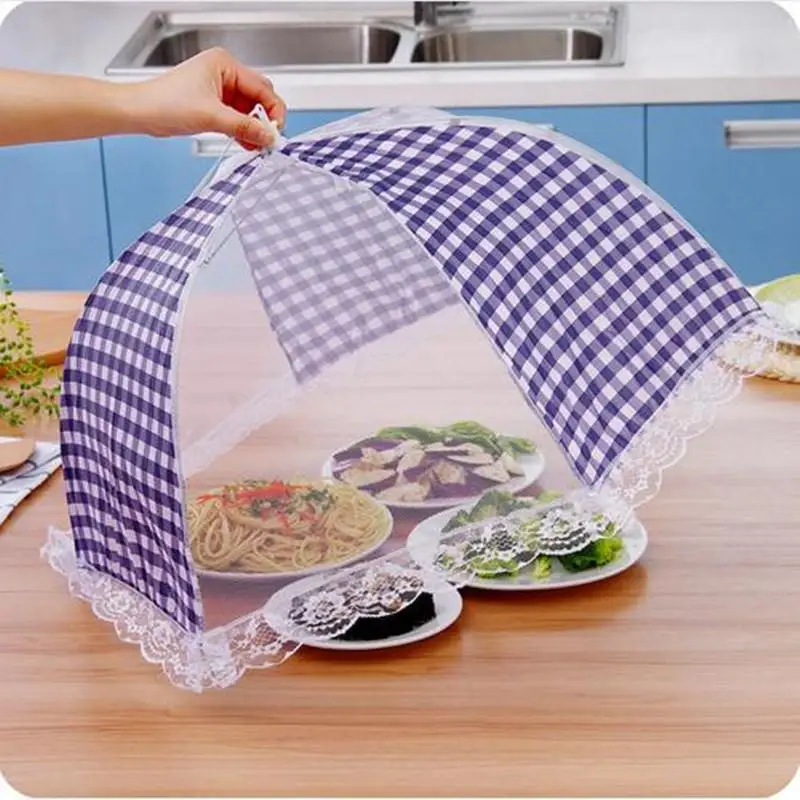 Grid Food Dish Cover Food Mesh Umbrella Foldable Food Covers Kitchen