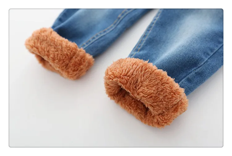 1-6 y children baby boy denim jeans winter pants velvet thick warm trousers toddler jeans for boys elastic waist kids clothes (4)