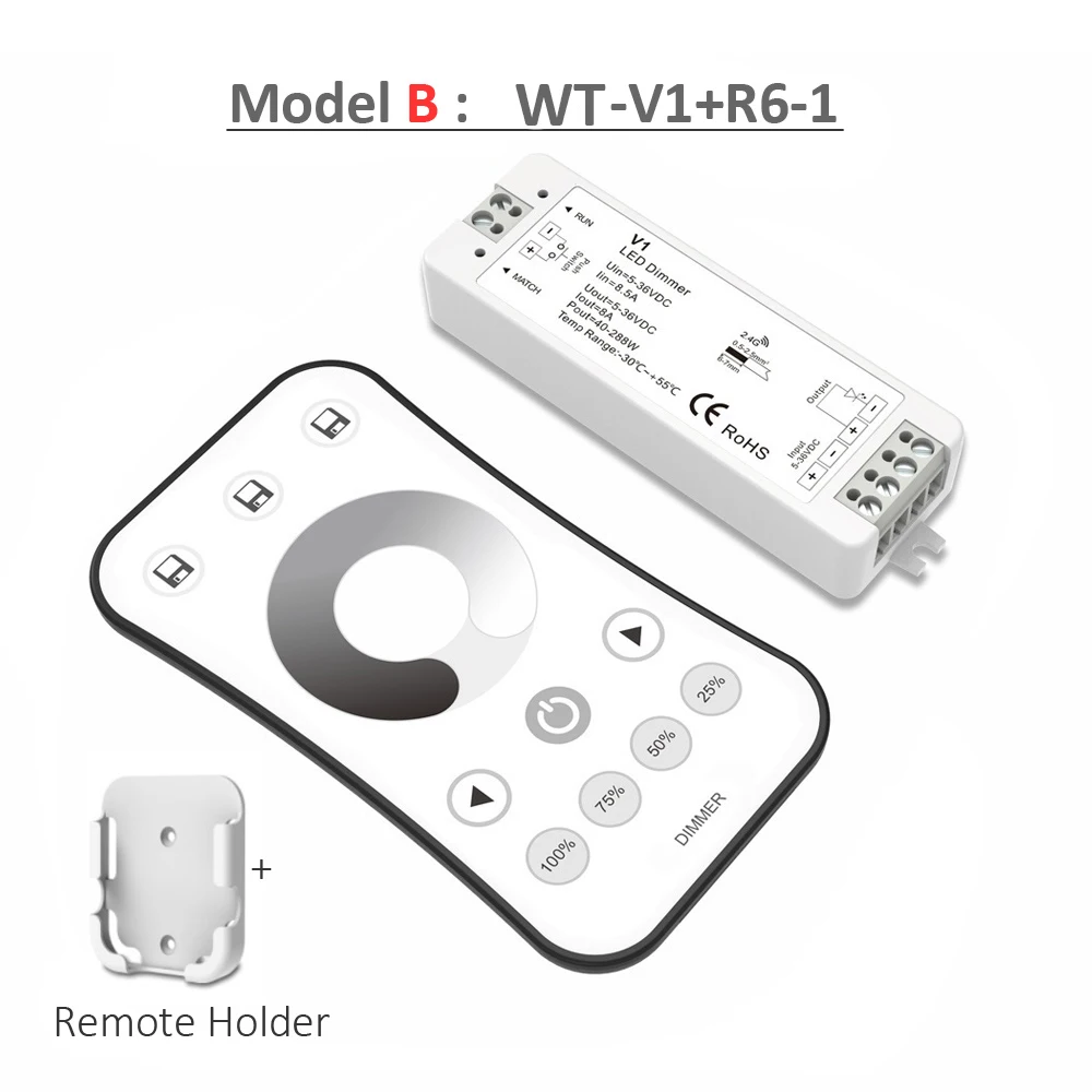 Светодиодный диммер 12 В 24 в 2,4 г PWM Touch RF беспроводной пульт дистанционного управления 5 в 36 В одноцветная Светодиодная лента Smart wifi регулятор яркости освещения - Цвет: Model B