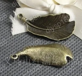 

40pcs/lot Zinc alloy bead Antique Bronze Plated leaf Shape Charms Pendants Fit Jewelry Making DIY 36*18MM JTA 1839