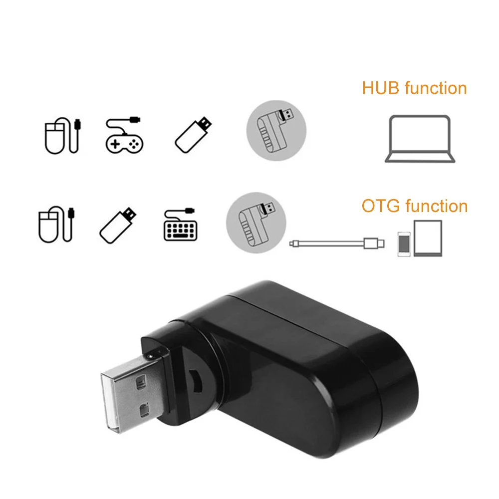 1pcs 270° Rotatable High Speed 3 Ports USB HUB 2.0 USB Splitter Adapter for Notebook Tablet Computer PC Peripherals 2019 NEW