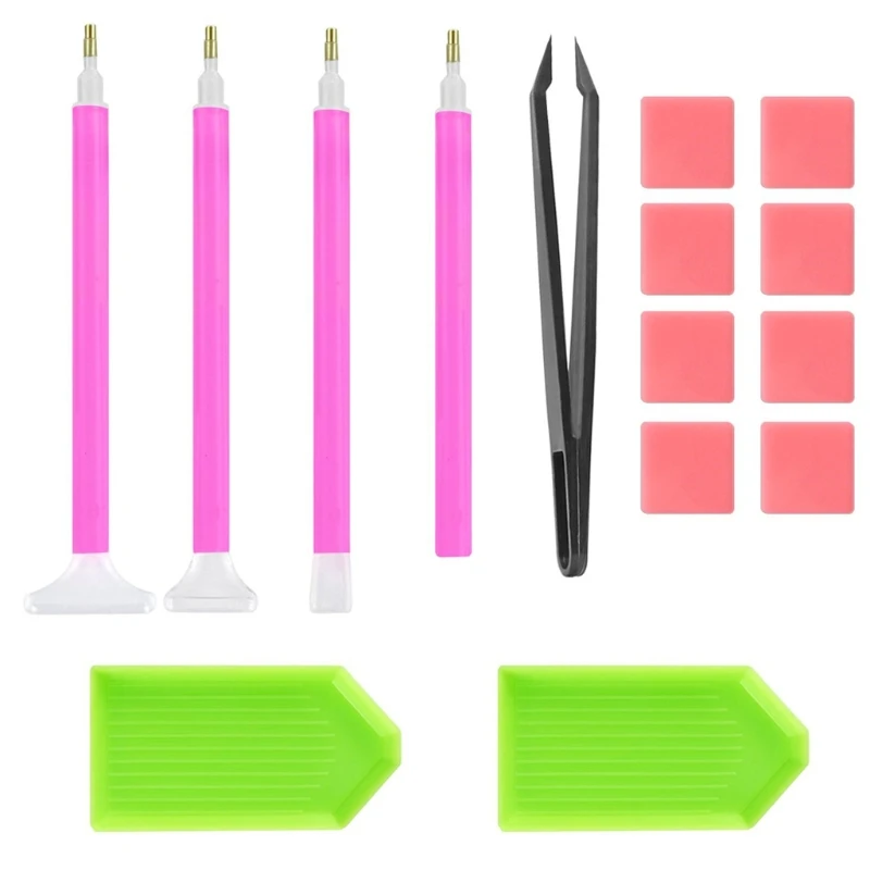 OOTDTY 15Pcs Diamond Painting Cross Stitch Tool Kit Sticky Pens
