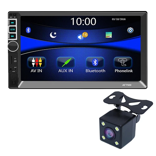 7" Car Radio 2 Din Auto Stereo MP5 Player 2din Support Mirror Link Bluetooth Handsfree FM USB AUX TF Card Rear View Camera - Color: with 4 led camera