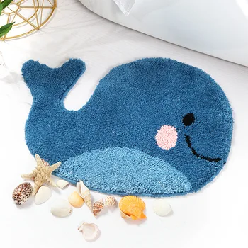 

47*63cm/64*86cm cartoon blue whale/ white cloud shaped doormat anti slip floor rug carpet water absorption floor mat hallway