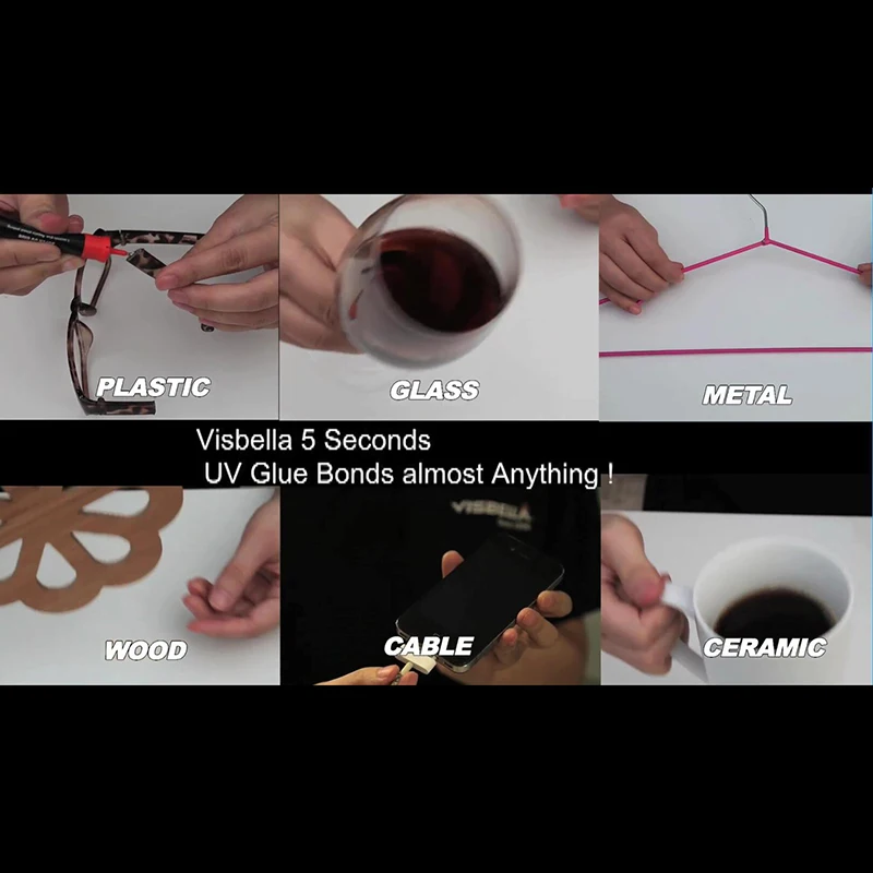 8PCS/box Visbella (4g+8g refill package) 12g Liquid Plastic Welding Glue 5 Second Fix UV Light Glue quickly seal and repair easy