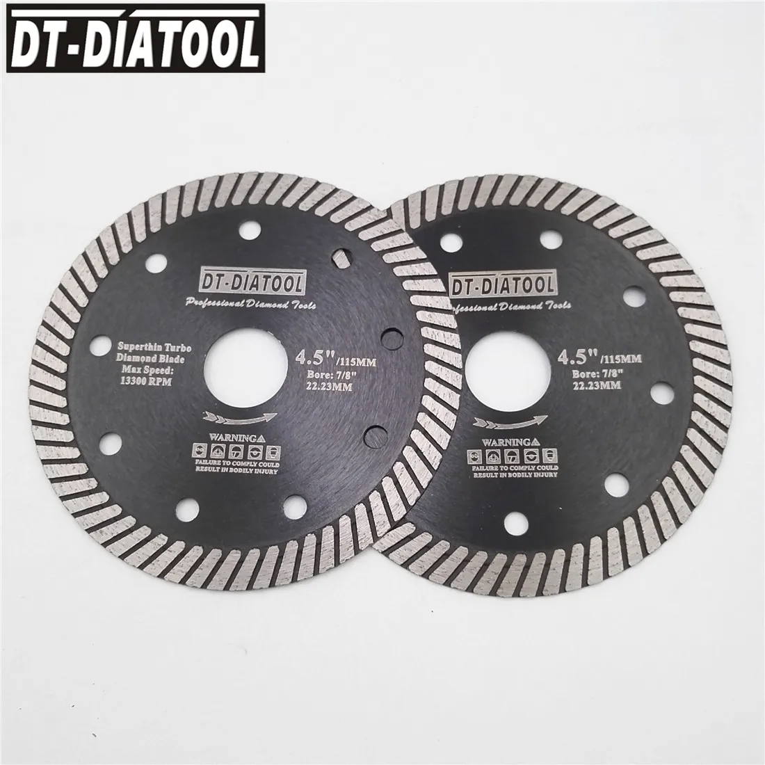 DT-DIATOOL 2pcs/set Diamond Cutting Disc Hot Pressed Super Thin Turbo Blades For Hard Material Ceramic Tile Dia 115mm/4.5"