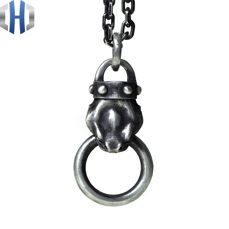 

Original Design Handmade Silver Snake Head Pendant Personality 925 Silver Snake Pendant Wild Snake Pendant