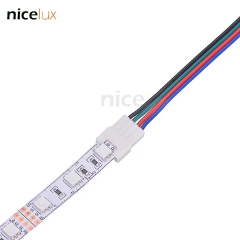 

10pcs 4pin slim quick connector with notch for IP20 10mm 5050 RGB led strip to AWG22 wire Connection Conductor with 15cm Wire
