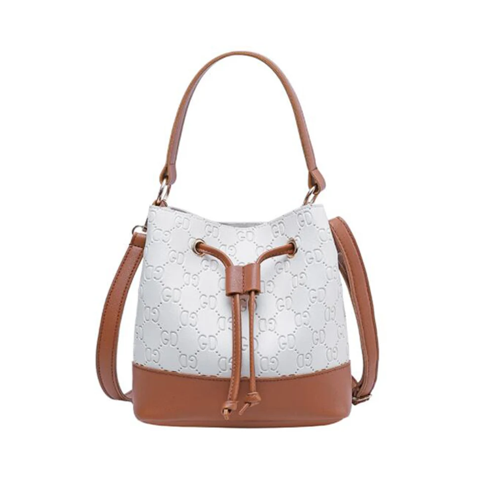

2019 Fashion Women Straw PU Bucket Shoulder Bag Female handbag Casual Lady Messenger Top-handle rope-pulling Bags for girl