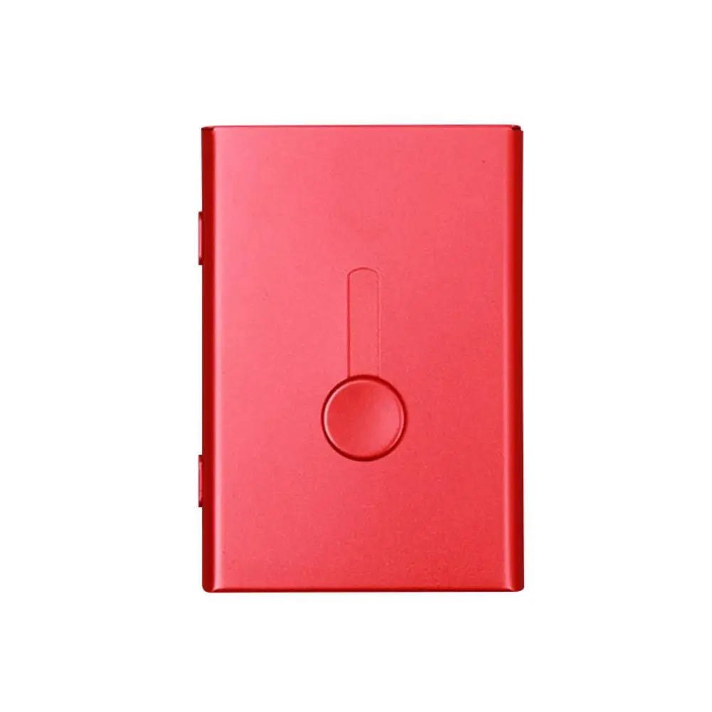 New Business Card Holder Hand Push Card Case Bank Card Membership Package Metal Ultra Thin Business Card Packaging Box Organizer - Цвет: Red