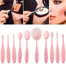 Oval Makeup Brush Set 10 PCS/SET Beauty Pink Professional Makeup Brush Set Fondation Blush Brush Makeup Maquiagem#C110