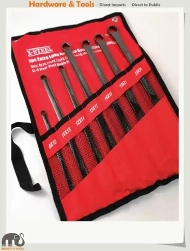 

7pc Set Professional Cr-V Aviation Extra Long Two Flat Ring Spanner 8x10-22x24mm