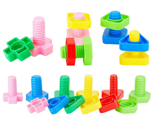 4 sets Screw building blocks plastic insert blocks nut shape toys for children Educational Toys scale models Free Shipping GYH 2
