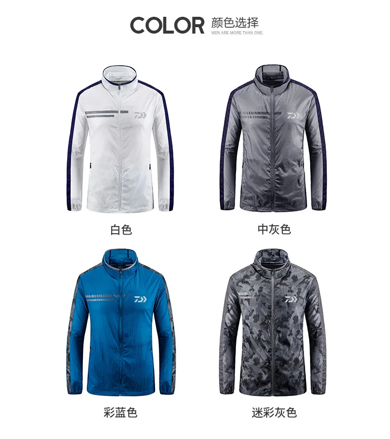 Roupas de Pesca ao ar Acampamento com Capuz Jaquetas de Seda Gelo à Prova Daiwa Livre Secagem Rápida Hidrofóbica Roupas Casuais Respirável Dwaterproof Água 6 com capuz jaquetas de seda gelo à prova dwaterproof água