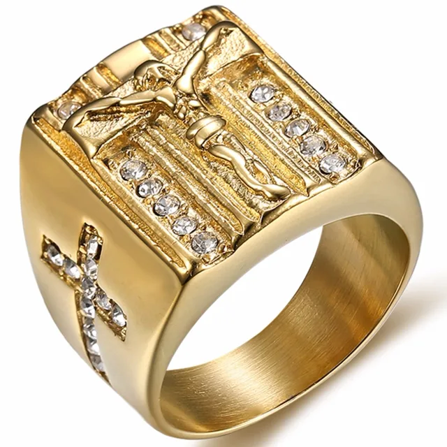 size 6 15 stainless steel jesus cross ring christian prayer signet