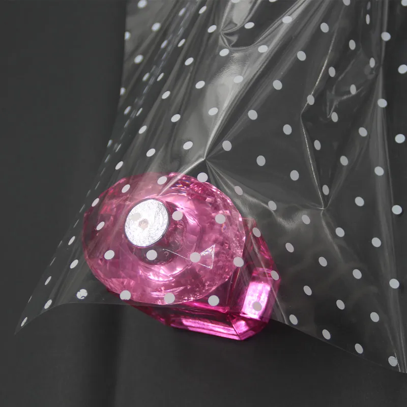 Günstig 20m Weiß Punkte zellophan Cello Film Design Klare Polypropylen Geschenk Korb Wrap Füllstoff bopp film Roll