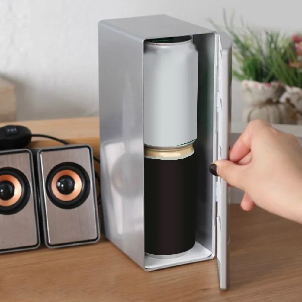  Car DC12V Universal Hot&Cold Dual USB Mini Fridge Mini USB Refrigerator Office Home Small Refrigera