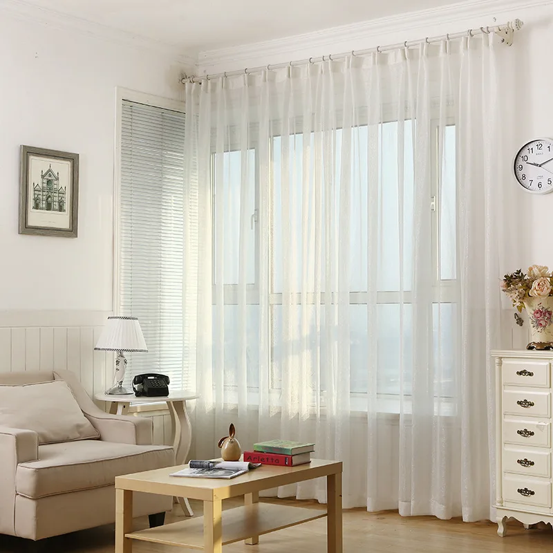 Cortina transparente blanca sólida de plata brillante moderna para tratamientos de ventana de dormitorio tul para sala de estar cocina tela de gasa Romana Cortina transparente blanca sólida de plata brillante moderna para tratamientos de ventana de dormitorio tul para sala de estar cocina tela de gasa Romana
