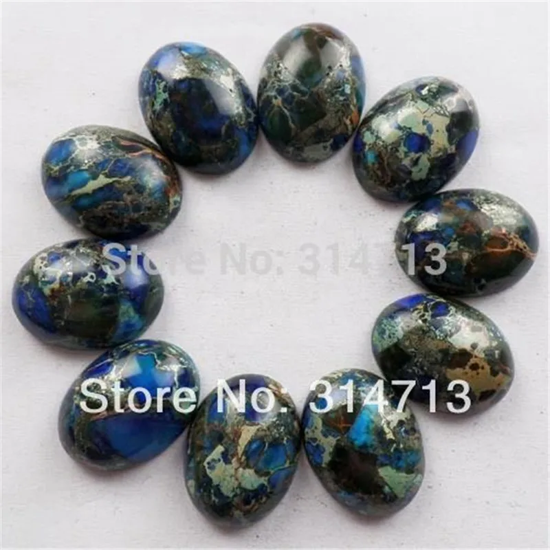 

10pcs Blue Sea Sediment Stone & Pyrite Oval CAB CABOCHON 25x18x6mm B1429